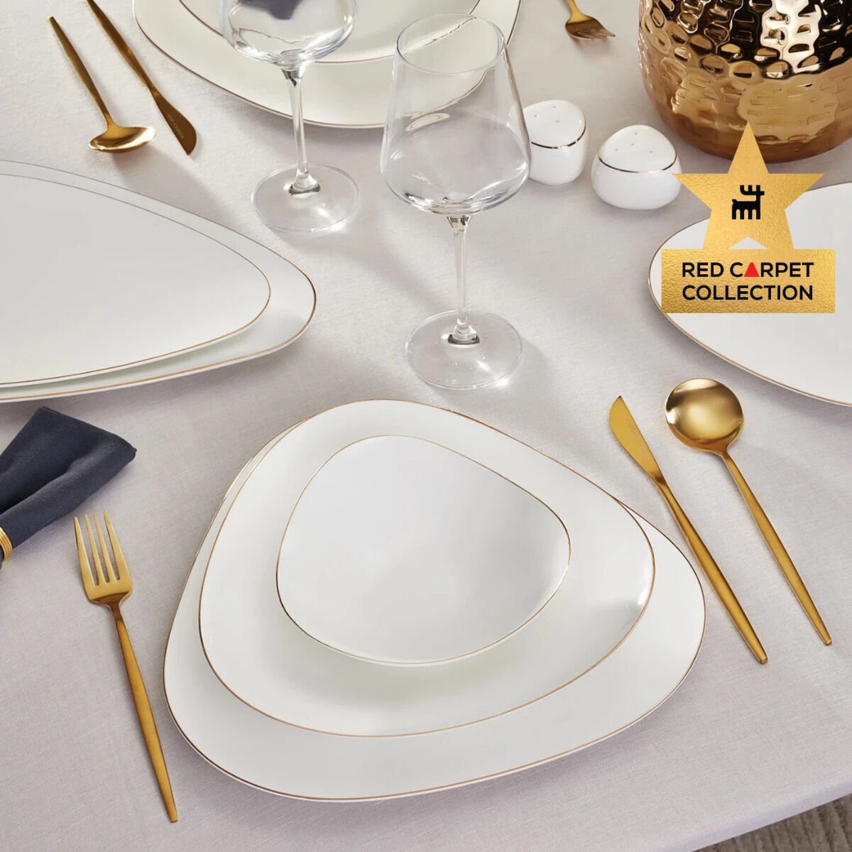 Karaca Red Carpet Collection Fine Pearl Tristan 62 Parça 12 Kişilik Yemek Takımı Gold