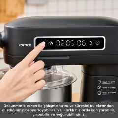Karaca Pro Artisan Tartılı Dijital Ekran Zaman Ayarlı Döküm Hamur Yoğurma Makinesi Matte Black 1600W 5L