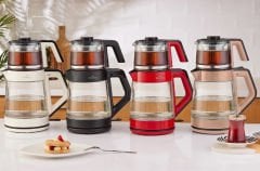 Karaca Retro Krem Cam Led Işıklı Çay Makinesi