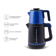 Karaca Berry Tea XL 2in1 Çelik Demlikli Çay Makinesi ve Kettle Blueberry