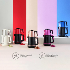 Karaca Berry Tea XL 2in1 Çelik Demlikli Çay Makinesi ve Kettle Blueberry