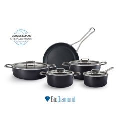 Karaca Mastermaid Biodiamond 9 Parça Tencere Seti Shiny Black