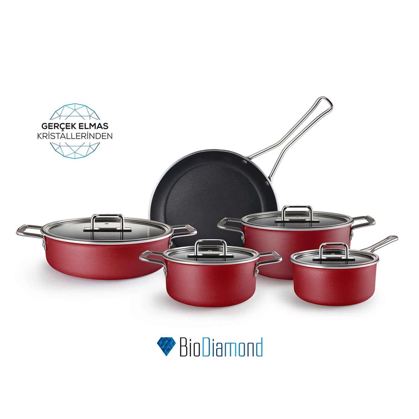 Karaca Mastermaid Biodiamond 9 Parça Tencere Seti Imperial Red