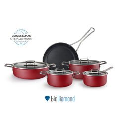 Karaca Mastermaid Biodiamond 9 Parça Tencere Seti Imperial Red