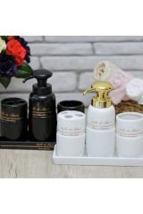 Arow Cedro Standlı 4 Parça Porselen Beyaz Banyo Seti Tr-2077