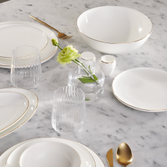 Karaca Streamline Meridian Fıne Bone 59 Parça 12 Kişilik Yemek Takımı Gold