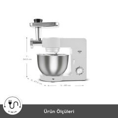 Karaca Multichef Ultra 2000W 7 Litre Stand Mikser Mutfak Şefi Porcelain White (Kıyma Çekme/Sucuk-Sosis/İçli Köfte Aparatlı)