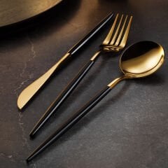 Aryıldız Versay Black Gold 36 Parça 6 Kişilik Çatal Kaşık Bıçak Takımı