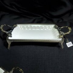 Royking Elegance Dikdörtgen Sunum Tabak Antıque Model 41 CM