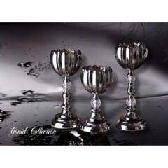GÖNÜL DEKORATİF 3LÜ KRİSTAL CAM ŞAMDAN FÜME