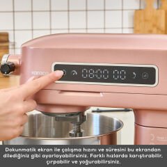 Karaca Pro Artisan Tartılı Dijital Ekran Zaman Ayarlı Döküm Hamur Yoğurma Makinesi Rosegold 1600W 5L