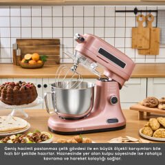 Karaca Pro Artisan Tartılı Dijital Ekran Zaman Ayarlı Döküm Hamur Yoğurma Makinesi Rosegold 1600W 5L