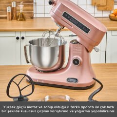 Karaca Pro Artisan Tartılı Dijital Ekran Zaman Ayarlı Döküm Hamur Yoğurma Makinesi Rosegold 1600W 5L