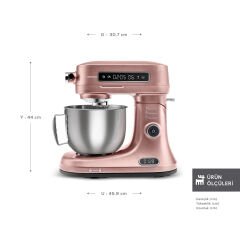 Karaca Pro Artisan Tartılı Dijital Ekran Zaman Ayarlı Döküm Hamur Yoğurma Makinesi Rosegold 1600W 5L