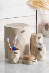 Acar Astoria 5 Parça Banyo Seti - Krem-Gri-Beyaz