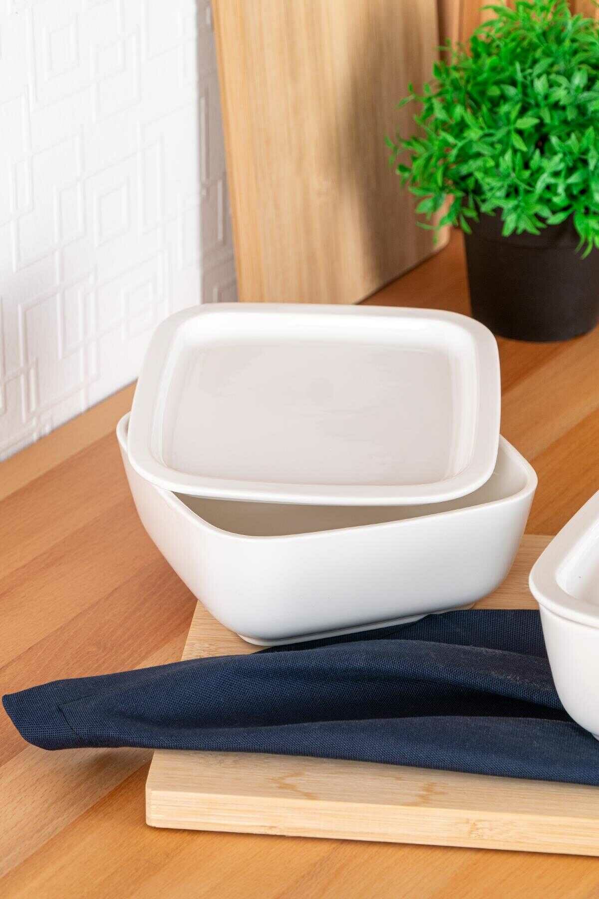 Acar Bianco Perla Kare Kapaklı Kase - 16.5 cm
