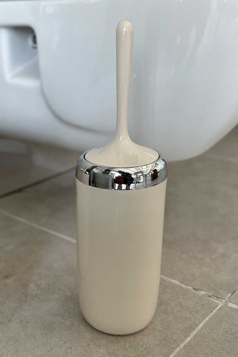 Primanova Lima Tuvalet Fırçası Krom Dekorlu Bej