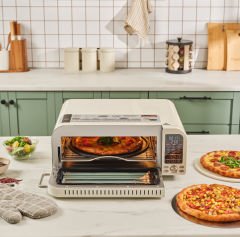 Karaca Multicrust Artisan Retro Pizza Makinesi ve Airfryer Cream