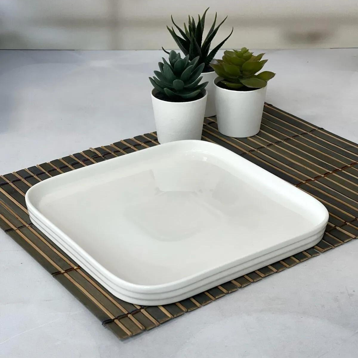 ACAR Bone Porselen 23'5 Cm Kare Servis Tabağı