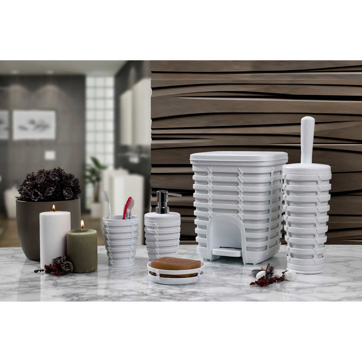 Primanova Palm 5 Li Banyo seti Beyaz (plastik)