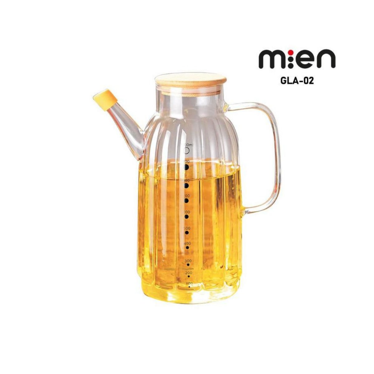 MİEN 1000ML BAMBU KAPAKLI BOROSİLİKAT CAM YAĞDANLIK