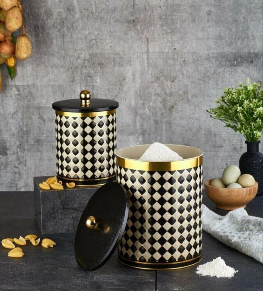 Vip Ahmet Damalı Metal Yuvarlak 2'li Saklama Kabı Seti