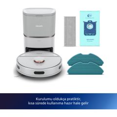 Philips 3000 Serisi Islak Kuru Moplu İstasyonlu Robot Süpürge,4000 PA, Sert Zemin ve Halıya Uygun,Beyaz XU3110/02