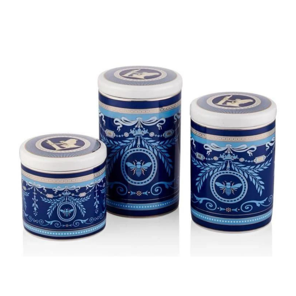 Joy Carmen Blue Banube 3'lü Kavanoz Seti 16cm 13,8cm 10cm