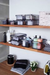 Primanova Kapaklı Banyo Mutfak Düzenleyici Şeffaf Siyah 165*178*160 Mm