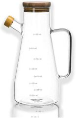 900ml Borosilikat Cam Master Chef Model Yağdanlık [Bambu Kapaklı]