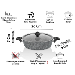 Taç Master Cook 4'lü 7 Parça Granit Tencere Seti Gri
