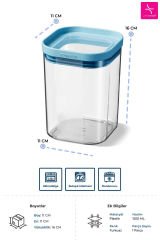 Primanova Seoul Kuru Gıda Saklama Kabı 1200 ML - 11 x 11 x 16 CM