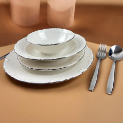 Kütahya Home 24 Parça Liana Yemek Takımı Gümüş Yaldızlı