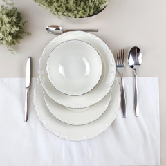 Kütahya Home 24 Parça Liana Yemek Takımı Gümüş Yaldızlı