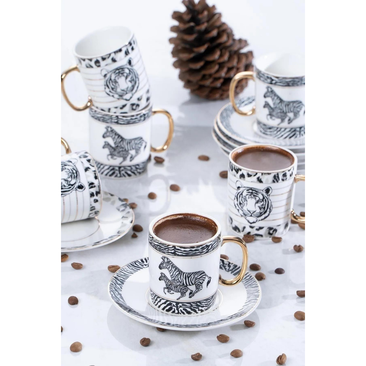 ACAR Fincan Takımı Medusa 6lı Porselen Kahve Fincanı Takımı
