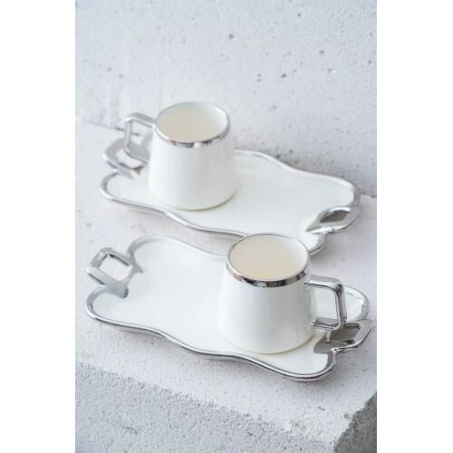 ACAR WİSPER 2 KİŞİLİK KAHVE FİNCANI TAKIMI - 90 ML Silver