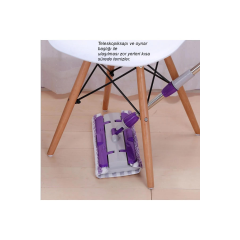 Evdecor Mandallı Mop Paspas Mor Teleskopik Mandallı Mikrofiber Sihirli Mop Yüzey Temizleyici (duvar,fayans,yer)