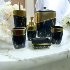 AROW 6 PARÇA BANYO SETİ MERMER DESEN SİYAH