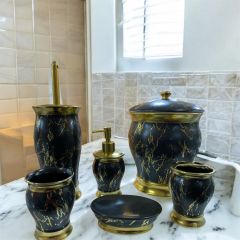 AROW ANTON 6 PARÇA YALDIZLI BANYO SETİ SİYAH