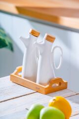 Acar Pamira Bambu Standlı Yağlık & Sirkelik Seti