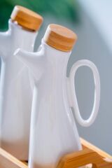 Acar Pamira Bambu Standlı Yağlık & Sirkelik Seti