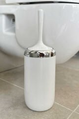 Primanova Lima Tuvalet Fırçası Krom Dekorlu Beyaz