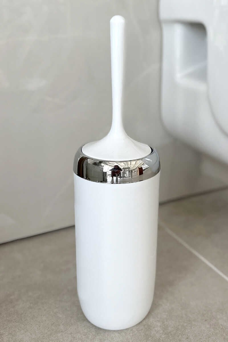 Primanova Lima Tuvalet Fırçası Krom Dekorlu Beyaz