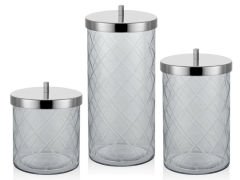 DC UZUN 3LU KAVANOZ SETI NICKEL 25,5 20,5 15,5 CM