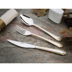 Emsan Elegance Göksu Gold 84 Parça 12 Kişilik Lüks Kutulu Çatal Kaşık Bıçak Seti
