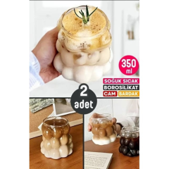 Üzüm Model 2 li Borosilikat Cam Bardak Soğuk Kahve ve Latte Bardağı