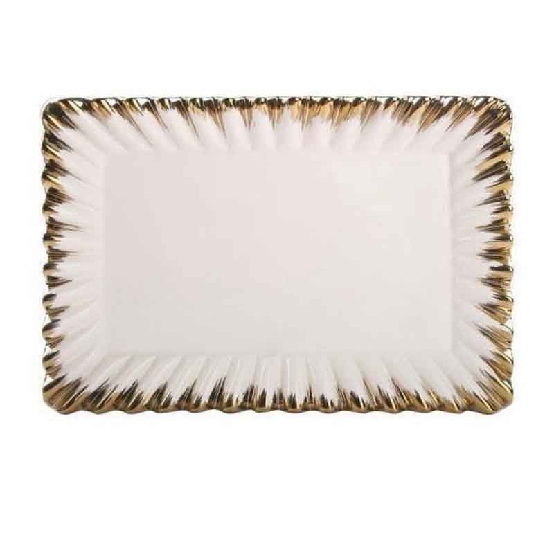 Roy King Daisy Dikdörtgen Sunum Tabağı 35cm Altın GBO 134