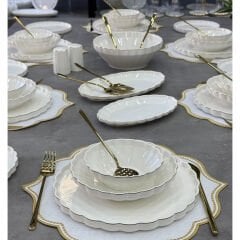 Mien Lüx Porselen 29 Parça İstiridye Yemek Takımı Gold