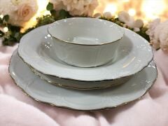 İPEK CREAM GOLDLINA 24 PARÇA 6 KİŞİLİK YEMEK TAKIMI