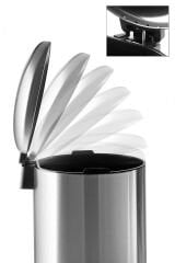 Primanova Bombe Kapaklı Çöp Kovası 30 LT Krom - İç Kısım Siyah